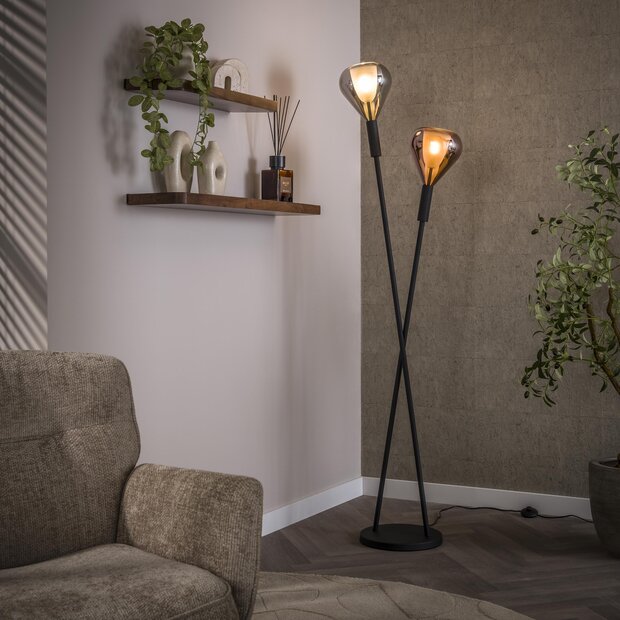 Vloerlamp Wings 2-lichts / Zwart