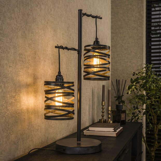 Tafellamp Spindle 2-lichts / Slate grey