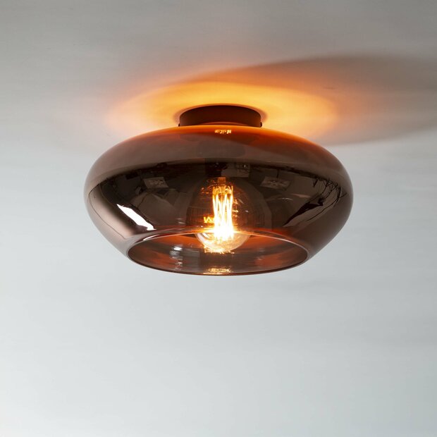 Plafondlamp Elevate 1-lichts / Koper glas