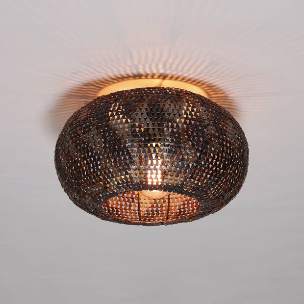 Plafondlamp Armor 1-lichts / Zwart bruin